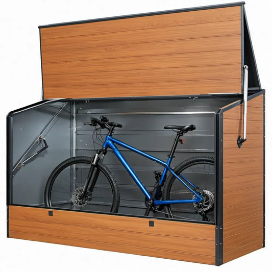 Fietsenberging met dubbele klep, 196 x 89 x 133 cm, bruin/antraciet, gegalvaniseerd staal